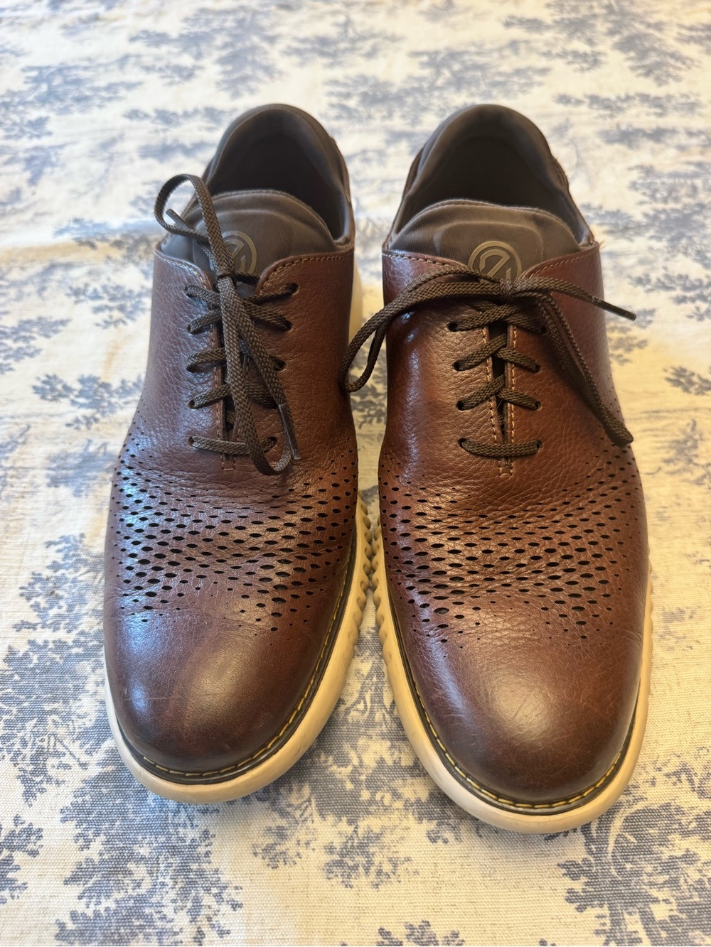 Cole Haan Brown Perforated Leather Oxford Sneakers